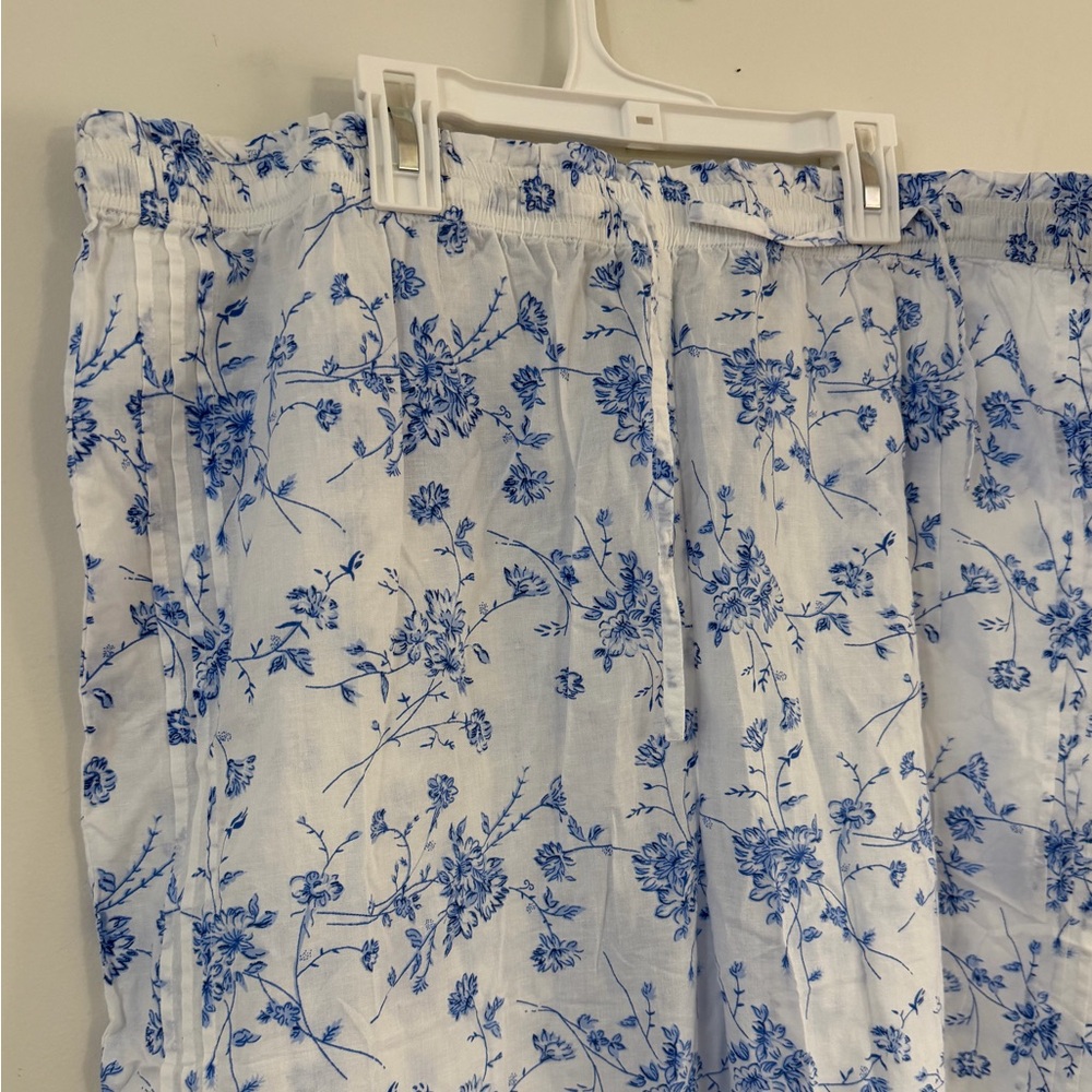 Ella Simone Pajama Set Blue Danube Toile 100% Cotton Capri Pants Tank Romantic - Picture 10 of 16